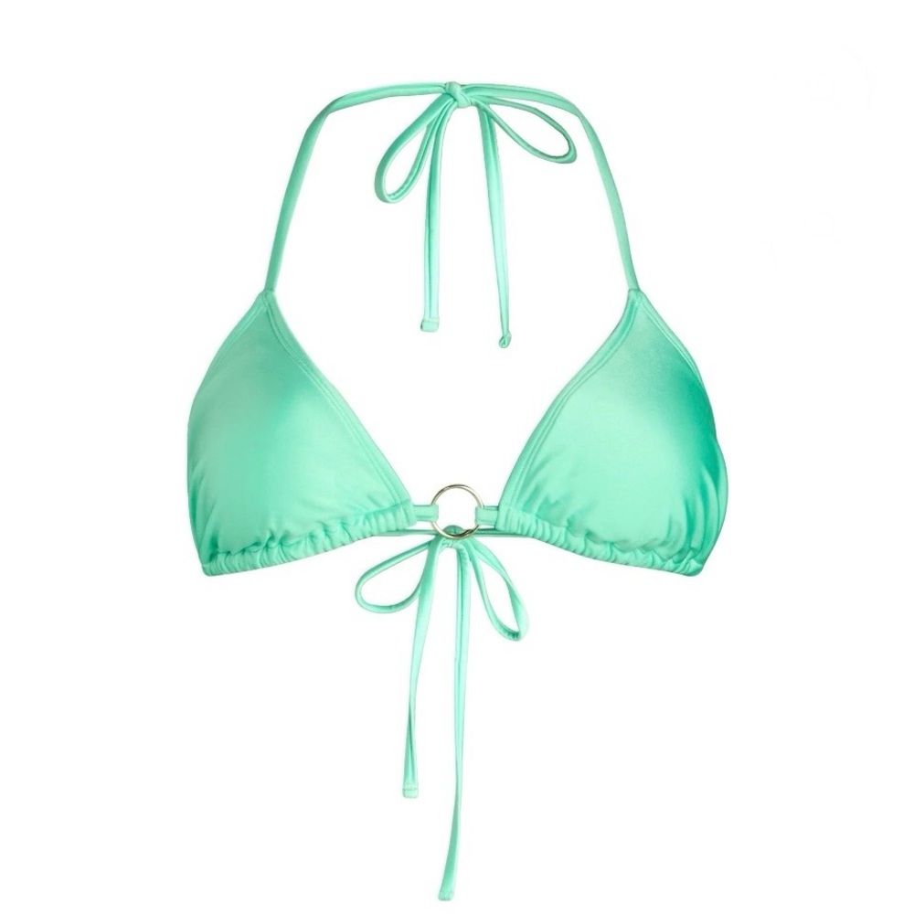No Boundaries Women’s O-Ring String Bikini Top Blue Turquoise Size XXS (00)